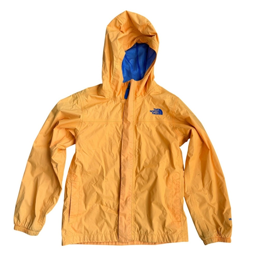 The North Face Boys Orange HyVent Resolve Rain Jacket Hooded Mesh‎ Lined M 10/12